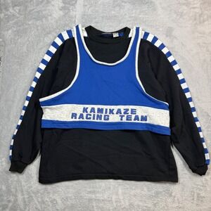 Vintage Cotler Kamikaze Racing Team Sweatshirt Mens XL Black Blue 90s